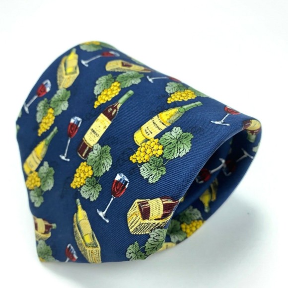 Utopia Men's Blue Tie Handmade Red Wine Chardonnay Grapes Novelty Necktie 58" - Picture 2 of 9